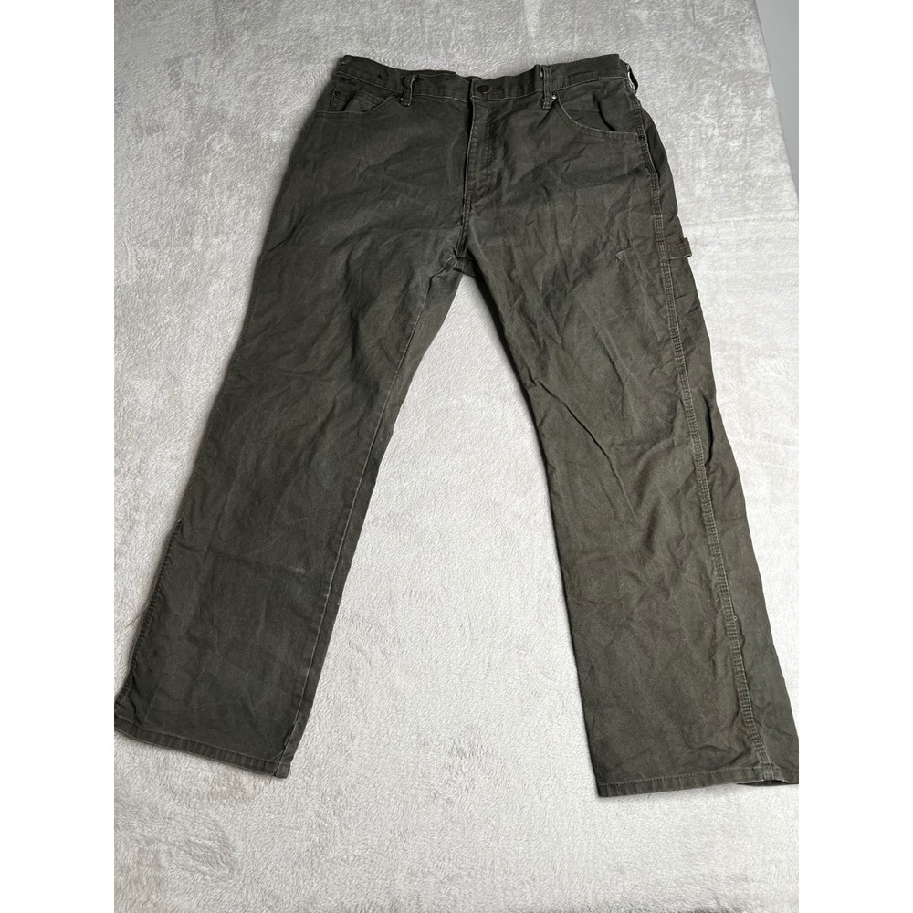 Genuine Dickies Mens Carpenter Pants Olive Green‎ Utility Workwear 35x27.5
